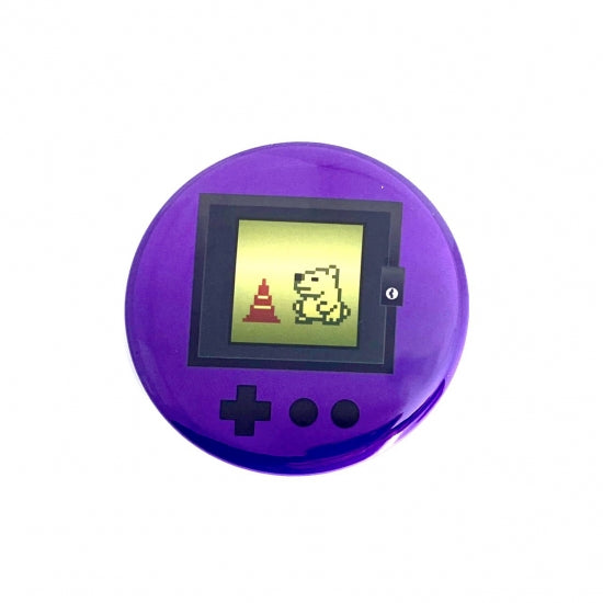 しろくまレトロ缶バッジ ゲーム紫
